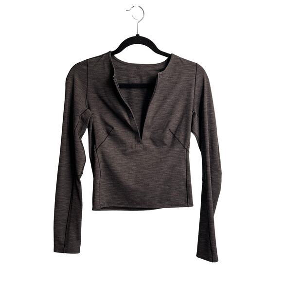 Lululemon 'lab' gray cropped zip up shirt - 6 - Picture 1 of 5